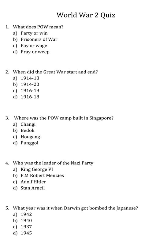 world war 2 questions quizlet