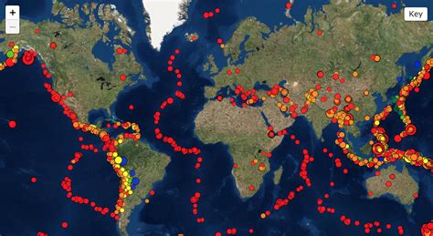 worldwide earthquake and volcano map