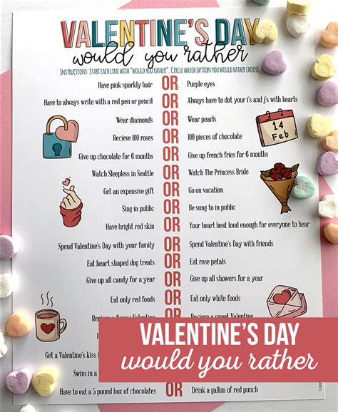 Valentine's Day Would You Rather Game Printable Etsy