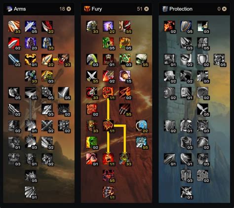 wow wotlk fury warrior talent tree