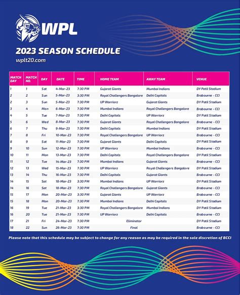 wpl 2023 schedule announced