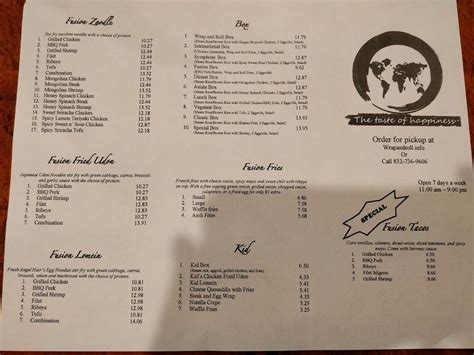 Menu at Wrap & Roll restaurant, Pearland