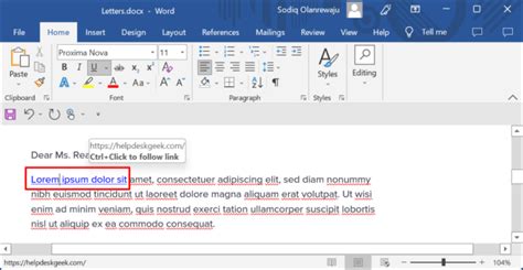 wrap hyperlink text in word