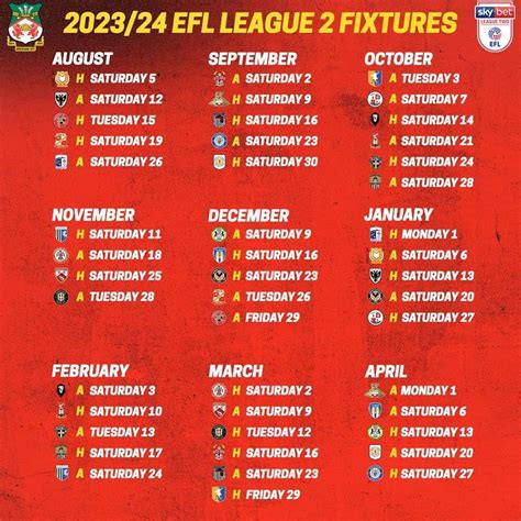 wrexham afc fixture list