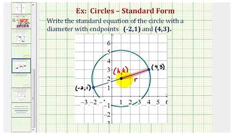Write The Equation Of A Circle In Standard Form With A Diameter Whose Endpoints Are Which Has
