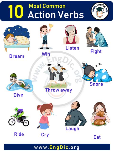 write 10 example of action words