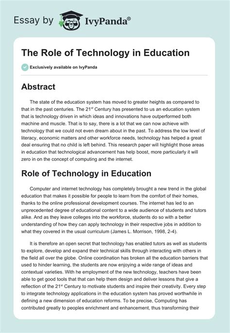 write a article on role of technology in education