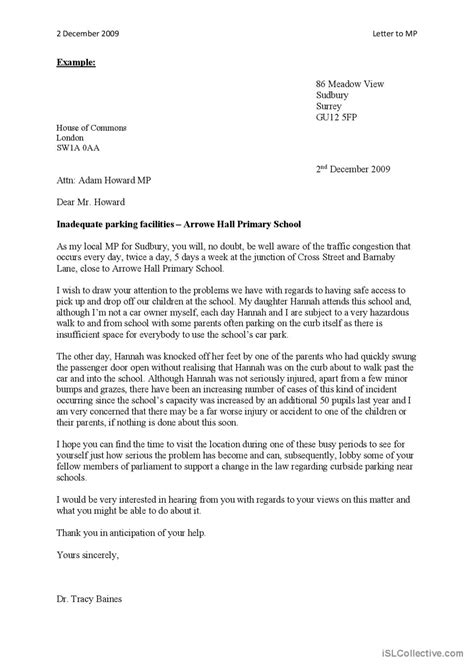 write a letter to mp