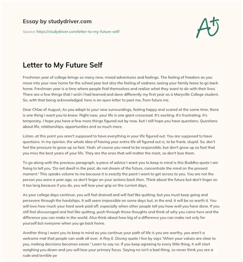 write a letter to my future self example