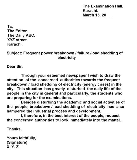 write a letter to the editor of a newspaper complaining example