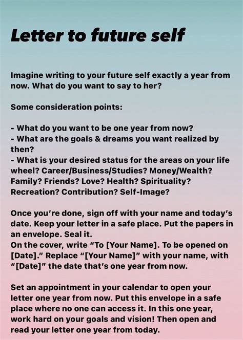 write a letter to your future self example
