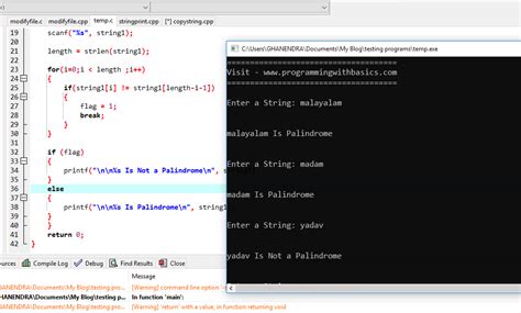 write a program for string palindrome in c