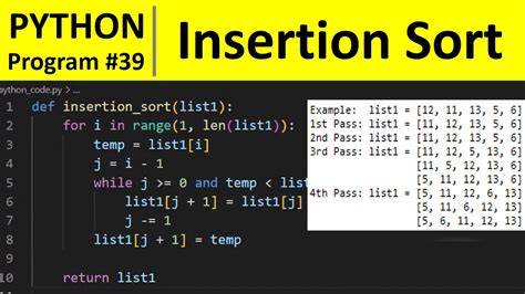 write a program insertion sort in python
