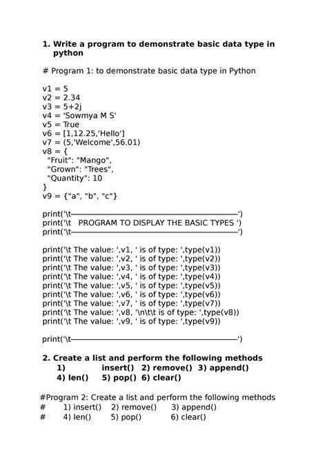 write a program to demonstrate basic data type in python example