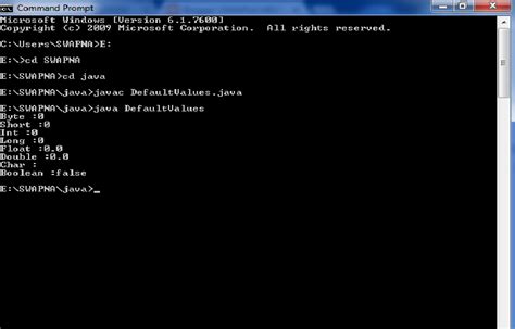 write a program to display default values of all primitive data types in java