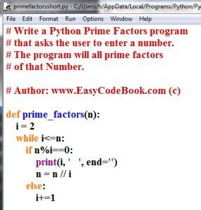 write a program to find prime factors of a number in python