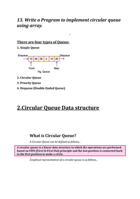 write a program to implement circular queue using array in data structure