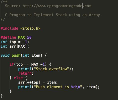 write a program to implement stack operations using array in c