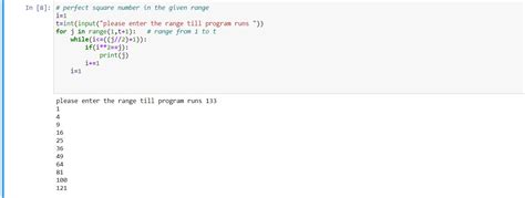 write a program to print perfect square number in python