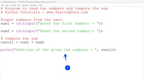 write a python program to add two numbers and print the result
