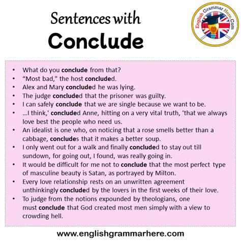 write a sentence using the word conclude