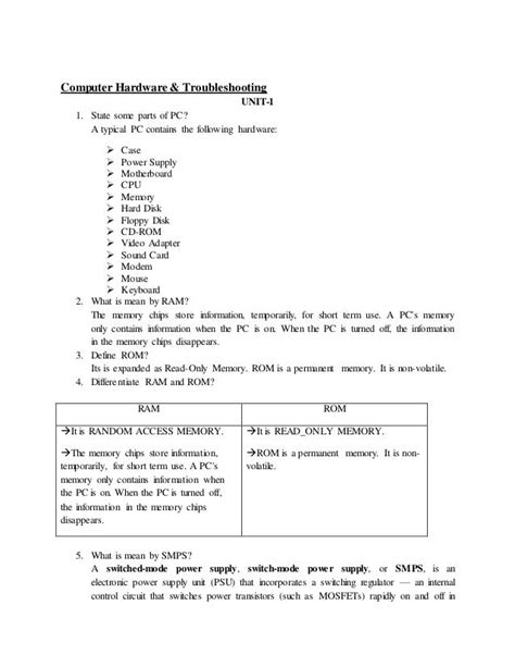write a short note about computer hardware