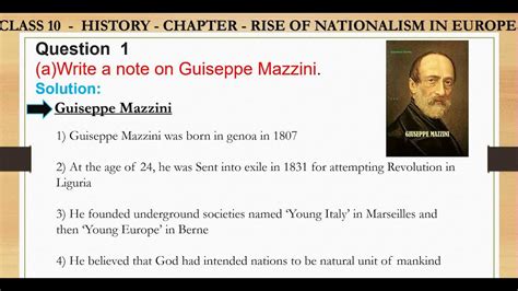 write a short note on giuseppe mazzini class 10 in points