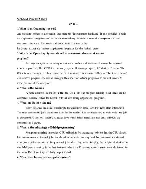 write a short note on operating system user interface