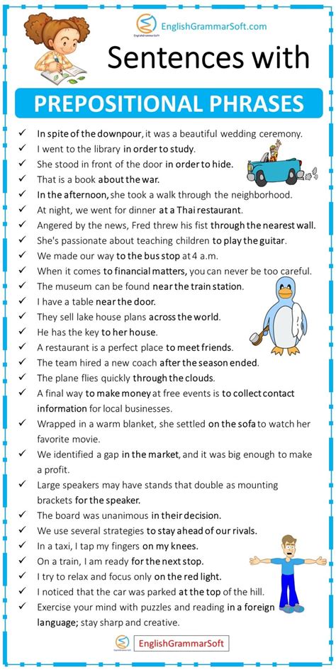 write a simple sentence with a prepositional phrase