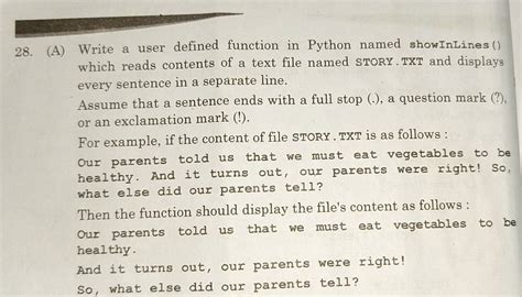 write a user defined function in python named showinlines ()
