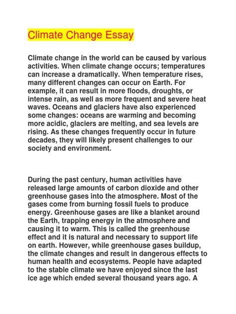 write an article on climate change and its effects