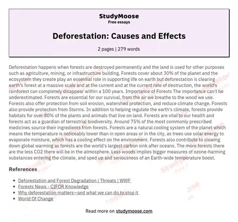 write an article on deforestation and its effects
