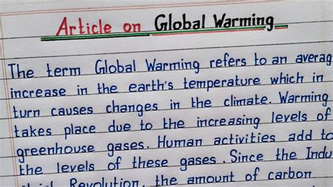 write an article on global warming in english
