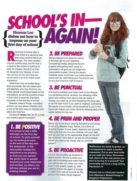 write an article to be published in the school magazine