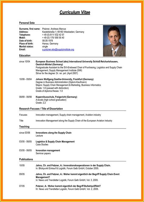 write an example of curriculum vitae