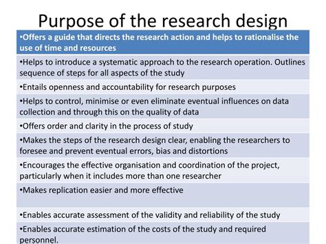 write and explain the purpose of research design