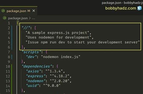 write comments in json file