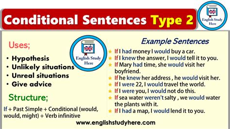 write conditional sentences type 2 using the cues given