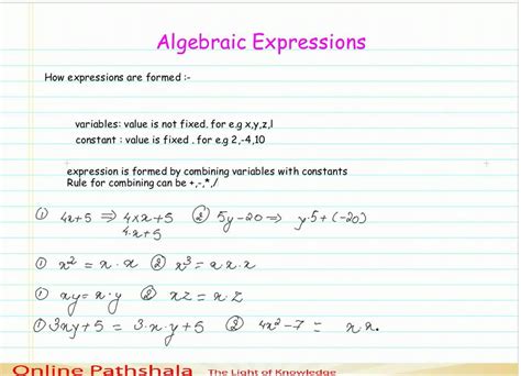 write equations in algebraic form module