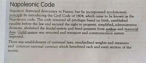 write provisions of napoleonic code of 1804