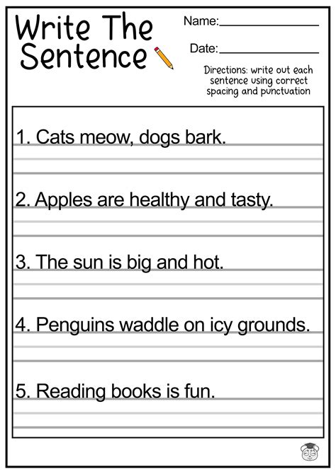write sentence for class 2 with answers