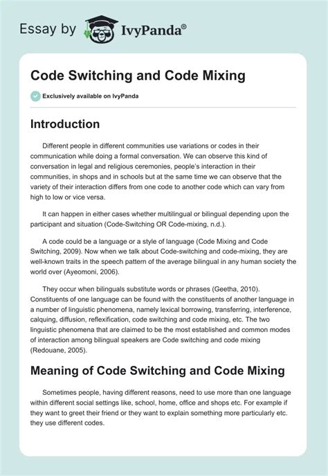 write short note on code mixing
