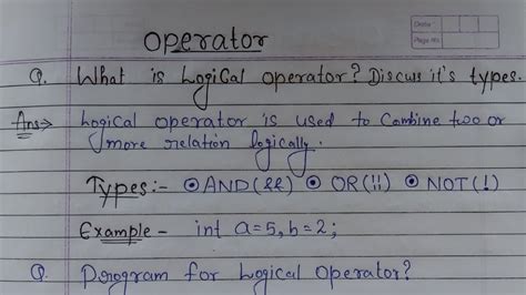 write short note on logical operators