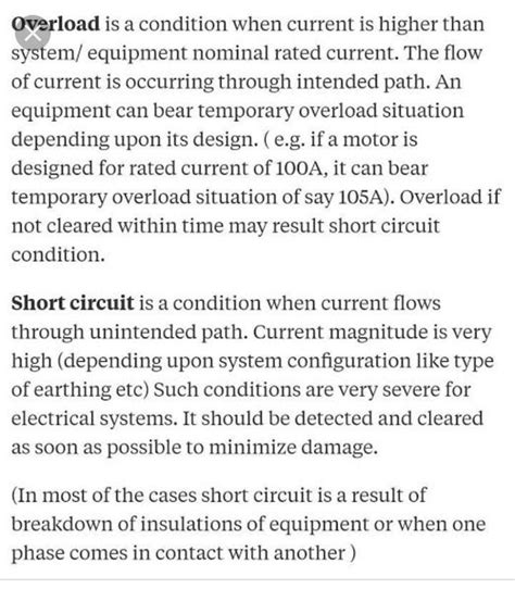 write short note on short circuit and overloading