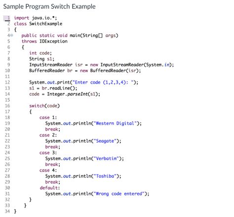 write short note on switch statement in java