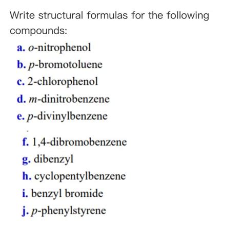 Write Structural Formulas For The Following Compounds