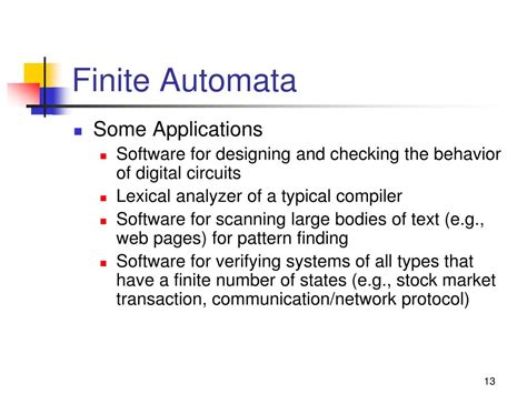 write the applications of finite automata