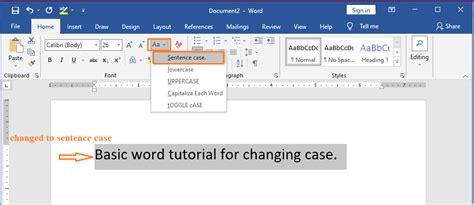write the different types of change case in ms word