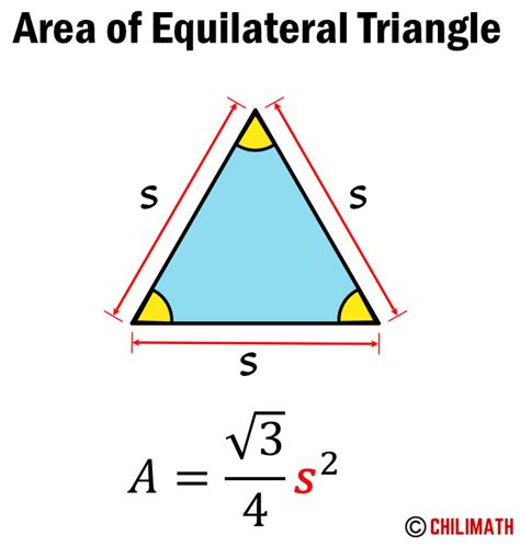 write the formula to calculate the area of an equilateral triangle