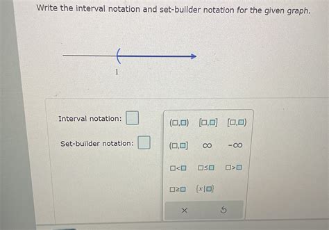 write the interval notation and set builder notation for the given graph
